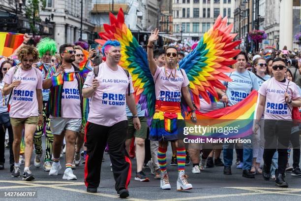 Thousands of people take part in the Pride in London parade on 1 July 2023 in London, United Kingdom. Over a million people watched the 51st annual...