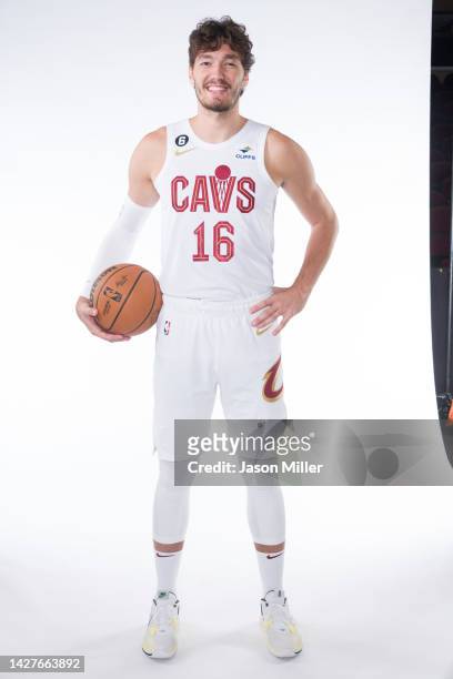Cedi Osman of the Cleveland Cavaliers poses for a photo during Media Day at Rocket Mortgage Fieldhouse on September 26, 2022 in Cleveland, Ohio. NOTE...