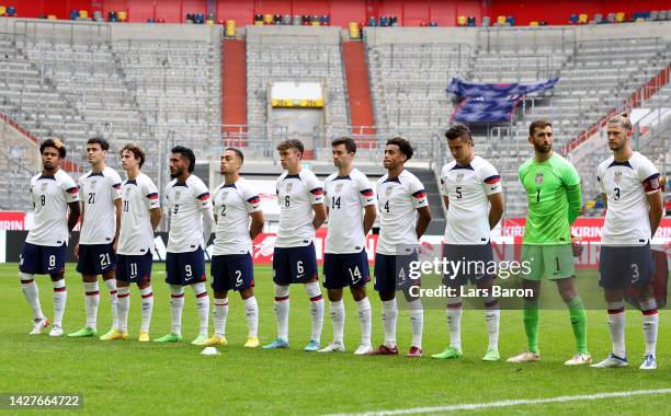 Players of USA are seen during the international friendly match between Japan and United States at Merkur Spiel-Arena on September 23, 2022 in...