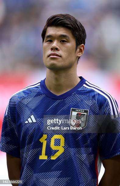 Hiroki Sakai of Japan is seen during the international friendly match between Japan and United States at Merkur Spiel-Arena on September 23, 2022 in...