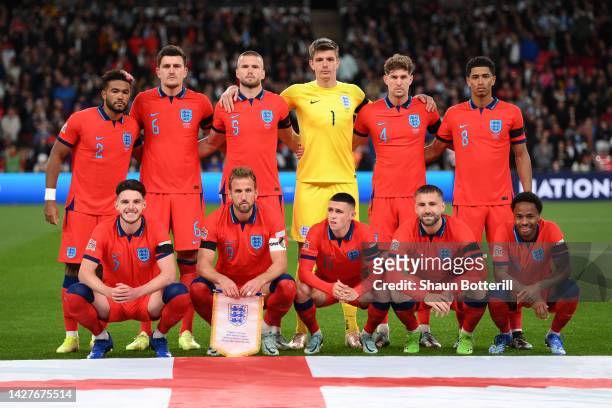 Players of England pose for a team photograph prior to the UEFA Nations League League A Group 3 match between England and Germany at Wembley Stadium...