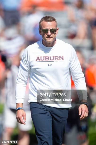 Head coach Bryan Harsin of the Auburn Tigers prior to their game against the Missouri Tigers at Jordan-Hare Stadium on September 24, 2022 in Auburn,...