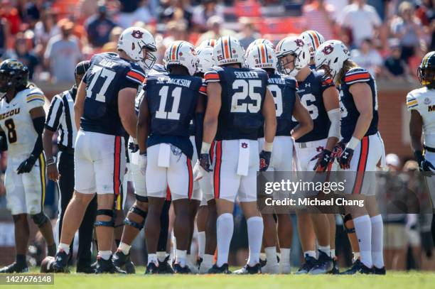 Members of the Auburn Tigers during their game against the Missouri Tigers at Jordan-Hare Stadium on September 24, 2022 in Auburn, Alabama.