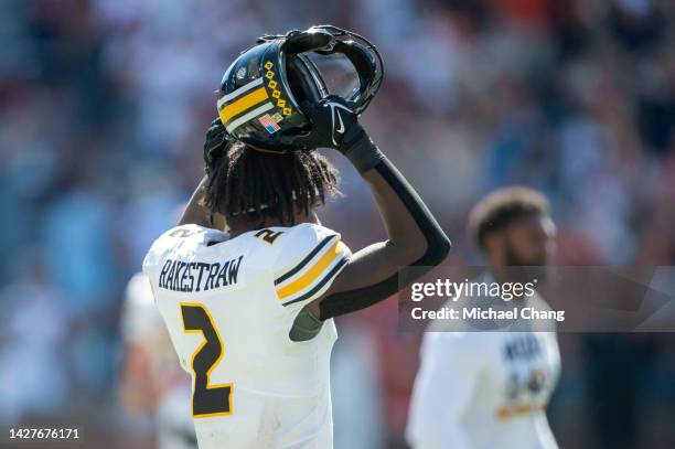 Defensive back Ennis Rakestraw Jr. #2 of the Missouri Tigers reacts during their game against the Auburn Tigers at Jordan-Hare Stadium on September...