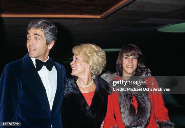 American actress Janet Leigh , her husband Robert Brandt, and daughter Jamie Lee Curtis during an AFI Tribute To Orson Welles at the Century Plaza...