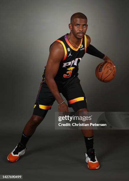 Chris Paul of the Phoenix Suns poses for a portrait during NBA media day at Events On Jackson on September 26, 2022 in Phoenix, Arizona. NOTE TO...