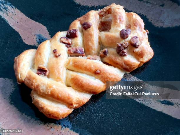 danish pastry maple pecan plait - breakfast pastries stock pictures, royalty-free photos & images
