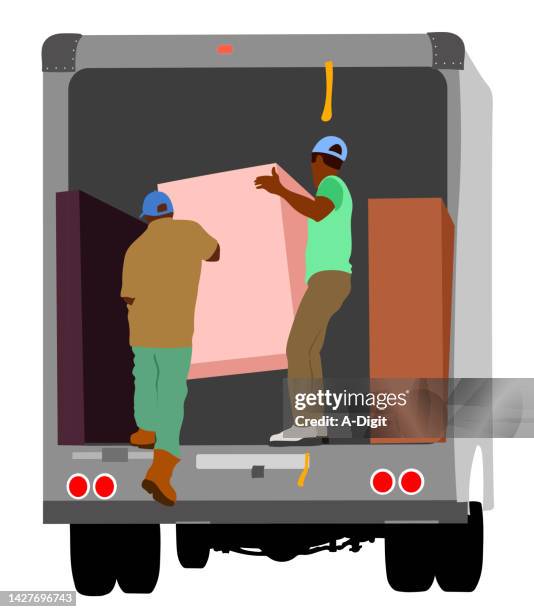 movers - unloading stock illustrations