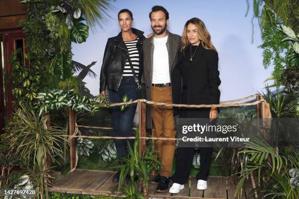 Charlotte Gabris, Alex Jaffray and Alice David attend the "Jack Mimoun Et Les Secrets De Val Verde" premiere at Le Grand Rex on September 26, 2022 in...