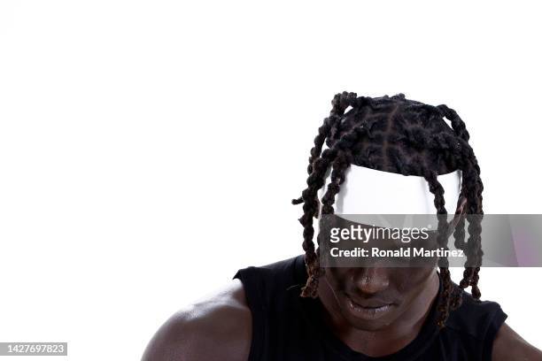 Wenyen Gabriel of the Los Angeles Lakers during Los Angeles Lakers media day at UCLA Health Training Center on September 26, 2022 in El Segundo,...