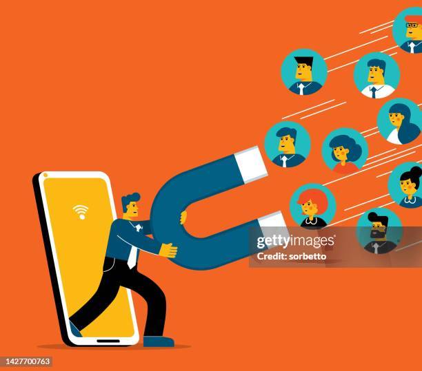 marketingstrategie - mobile app - unemployed marketing professional searches for a job stock-grafiken, -clipart, -cartoons und -symbole