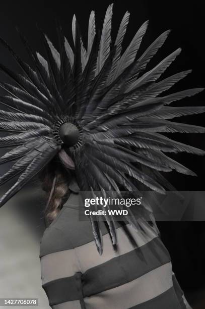 Model on the runway at Gareth Pugh's spring 2010 show at Palais de Tokyo.