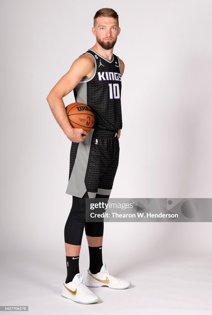 Domantas Sabonis of the Sacramento Kings poses for a picture during