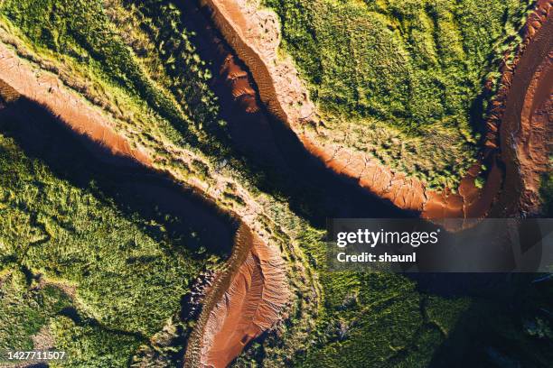 tidal river landscape - mud riverbed stock pictures, royalty-free photos & images