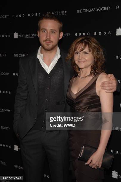 Actor Ryan Gosling, left, and mother Donna Gosling attend The Cinema Society's "Fracture" screening at the Tribeca Grand in New York City. Hugo Boss...