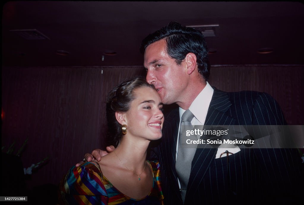 Portrait of American actor and model Brooke Shields and her father