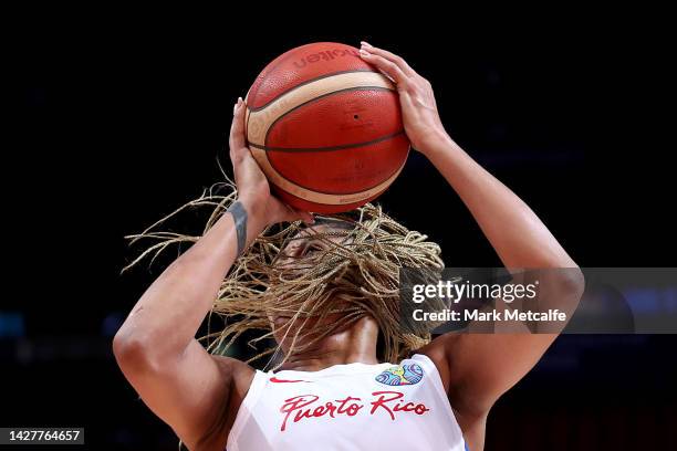 Arella Guirantes of Puerto Rico shoots during the 2022 FIBA Women's Basketball World Cup Group A match between Puerto Rico and Korea at Sydney...