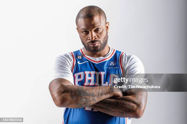 Tucker of the Philadelphia 76ers poses at 76ers Training Complex on September 26, 2022 in Camden, New Jersey. NOTE TO USER: User expressly...
