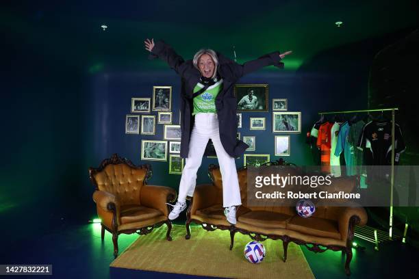 Nicolette Flannery of Canberra United poses during the 2022-23 A-Leagues Season launch at Ultra Football on September 27, 2022 in Melbourne,...