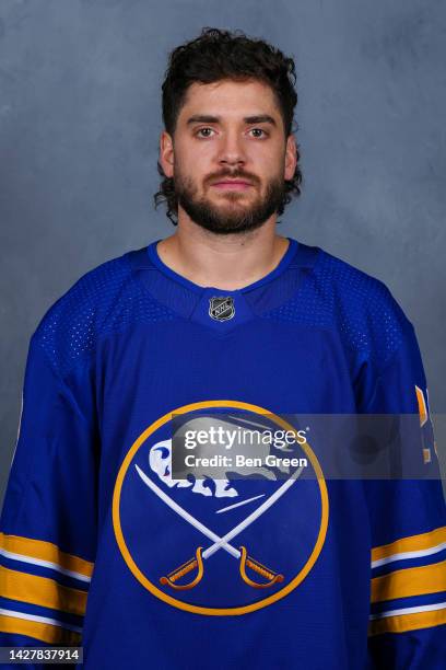 Vinnie Hinostroza of the Buffalo Sabres poses for his official headshot for the 2022-2023 season on September 21, 2022 at the KeyBank Center in...