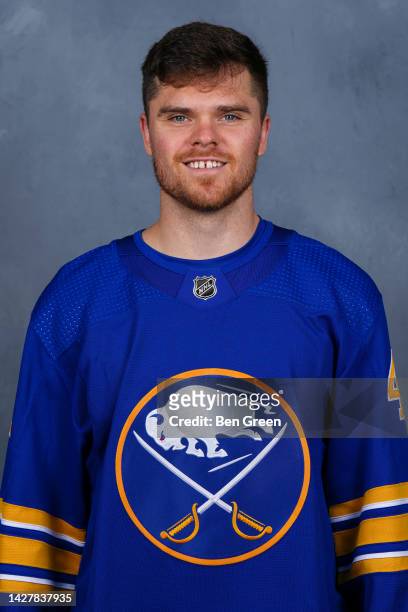 Sean Malone of the Buffalo Sabres poses for his official headshot for the 2022-2023 season on September 21, 2022 at the KeyBank Center in Buffalo,...
