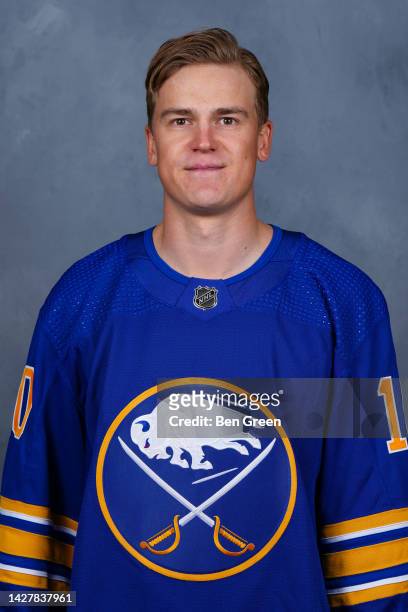 Henri Jokiharju of the Buffalo Sabres poses for his official headshot for the 2022-2023 season on September 21, 2022 at the KeyBank Center in...