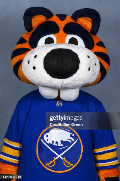 Buffalo Sabres mascot Sabretooth poses for his official headshot for the 2022-2023 season on September 21, 2022 at the KeyBank Center in Buffalo, New...