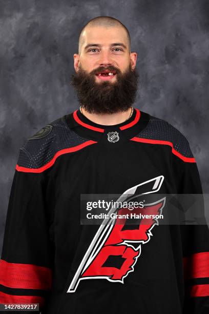 Brent Burns of the Carolina Hurricanes poses for his official headshot for the 2022-2023 season on September 21, 2022 at Carolina Family Practice and...