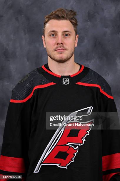 Jesper Fast of the Carolina Hurricanes poses for his official headshot for the 2022-2023 season on September 21, 2022 at Carolina Family Practice and...