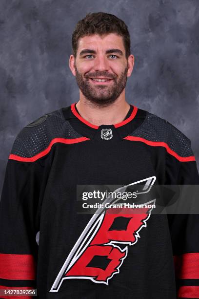 Jordan Martinook of the Carolina Hurricanes poses for his official headshot for the 2022-2023 season on September 21, 2022 at Carolina Family...