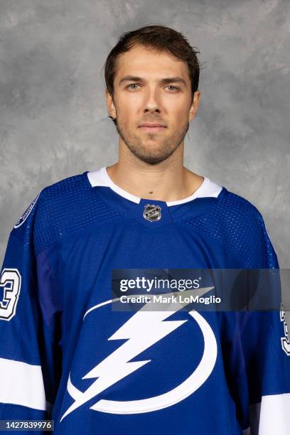 Maxime Lagace of the Tampa Bay Lightning poses for his official headshot for the 2022-2023 season on September 21, 2022 at Amalie Arena in Tampa,...