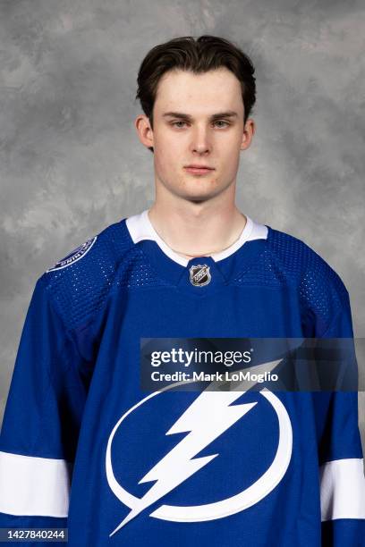 Cameron MacDonald of the Tampa Bay Lightning poses for his official headshot for the 2022-2023 season on September 21, 2022 at Amalie Arena in Tampa,...