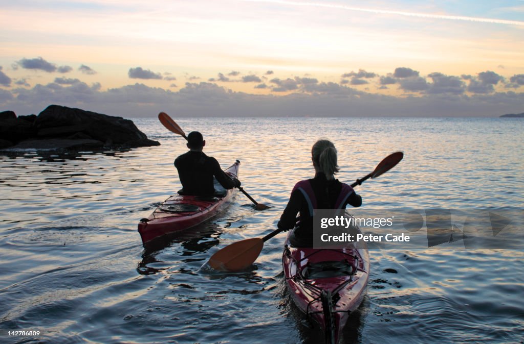 Couple kayaking