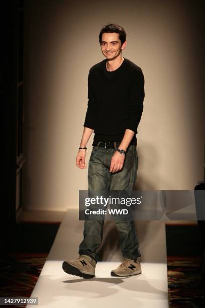 Christophe Decarnin on the runway after his Balmain fall 2006 show.