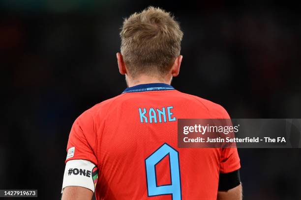 Harry Kane of England wearing the 'One' captains armband during the UEFA Nations League League A Group 3 match between England and Germany at Wembley...