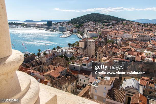 view on split from saint domnius bell tower - split stock-fotos und bilder