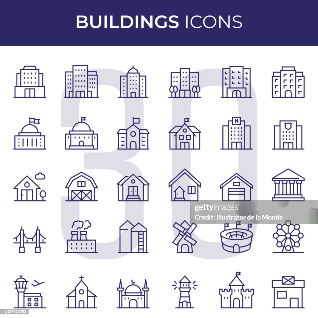 Buildings Line Icons