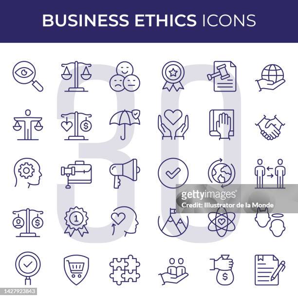 business ethics line icons - employee engagement stock-grafiken, -clipart, -cartoons und -symbole