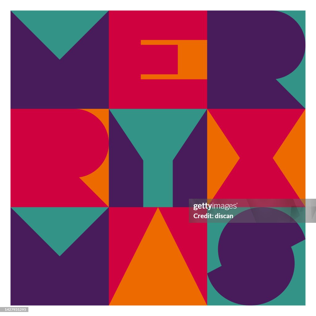 Frohe Weihnachten Geometrische Karte mit Typografie Grüße.
