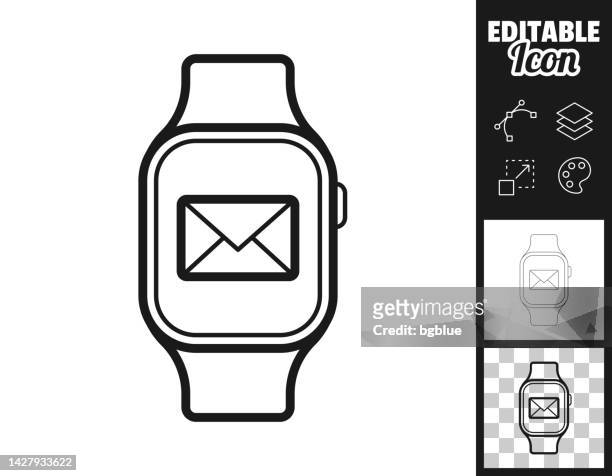 smartwatch with email message. icon for design. easily editable - kleurenverloop stock illustrations