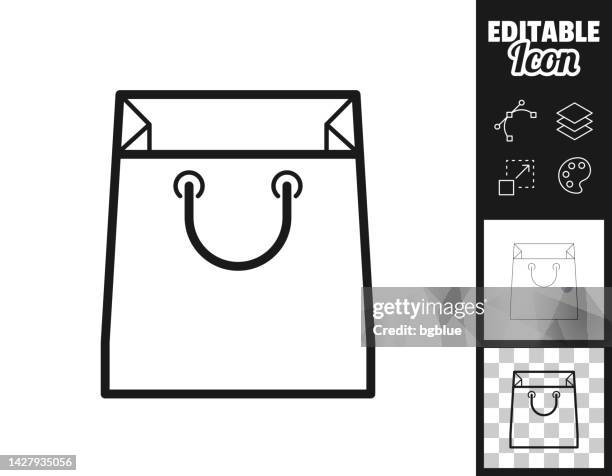 einkaufstasche. icon für design. leicht editierbar - geschenktüte einwickelpapier stock-grafiken, -clipart, -cartoons und -symbole