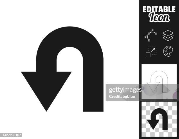 ilustraciones, imágenes clip art, dibujos animados e iconos de stock de flecha de dirección de giro en u. icono para el diseño. fácilmente editable - cambio de sentido