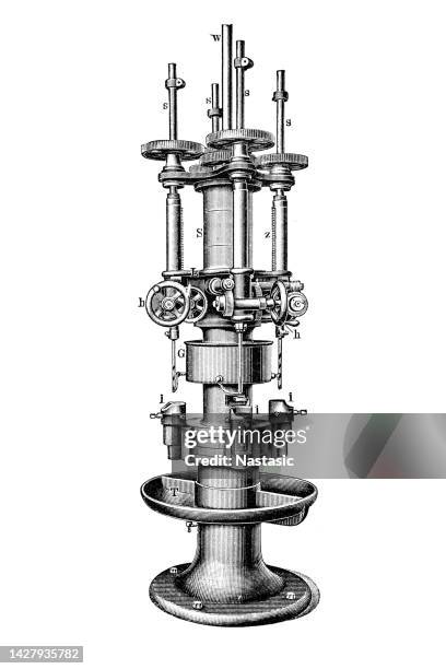 four-spindle drilling machine - milling machine stock illustrations
