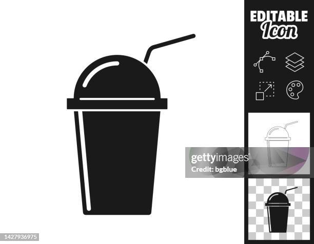 cup with straw. icon for design. easily editable - plastic straw stock illustrations