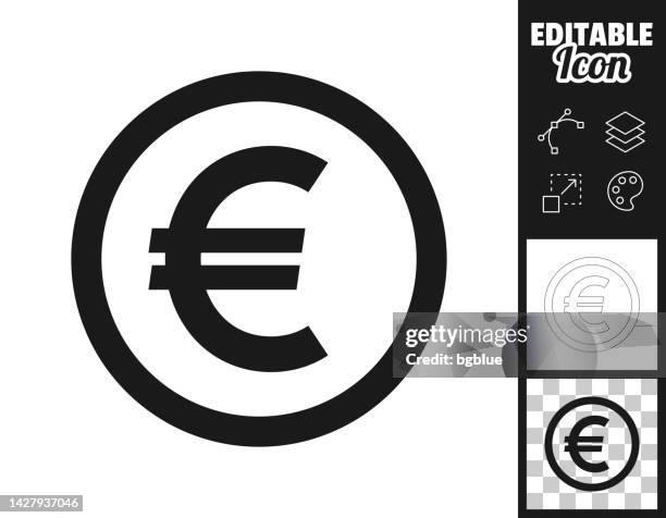 euromünze. icon für design. leicht editierbar - e stock-grafiken, -clipart, -cartoons und -symbole