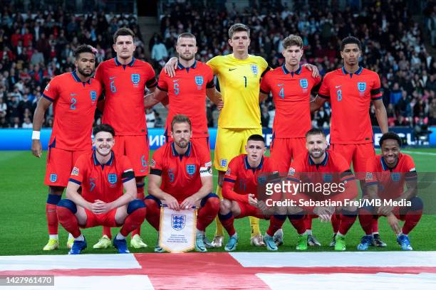 Players of England pose for a team photo during the UEFA Nations League League A Group 3 match between England and Germany at Wembley Stadium on...