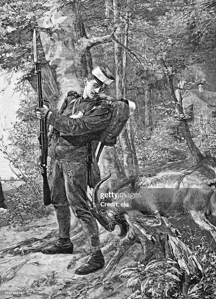 A gemsbok attacks a soldier from behind