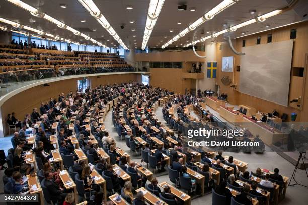 The opening of the Swedish Parliament for the fall session at the Riksdag Parliament building on September 27, 2022 in Stockholm, Sweden. The Swedish...