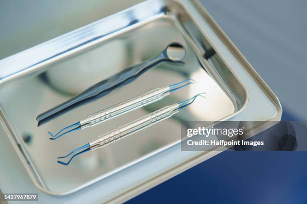 close-up of dentist tools. - ステンレス ストックフォトと画像