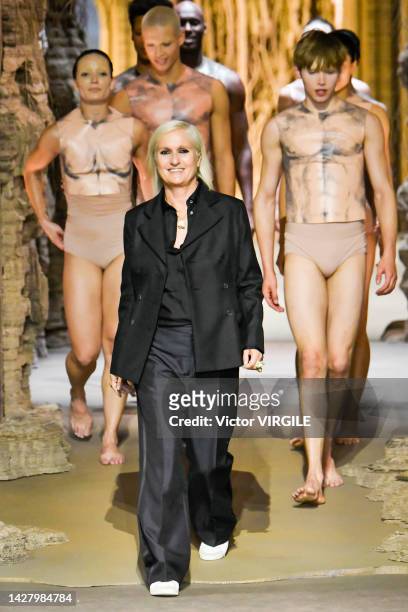 Fashion designer Maria Grazia Chiuri walks the runway during the Christian Dior Ready to Wear Spring/Summer 2023 fashion show as part of the Paris...
